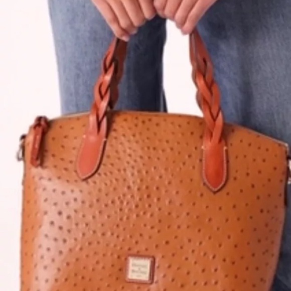 Dooney & Bourke Ostrich Celeste Satchel Caramel Brown (368.00) - Picture 3 of 15